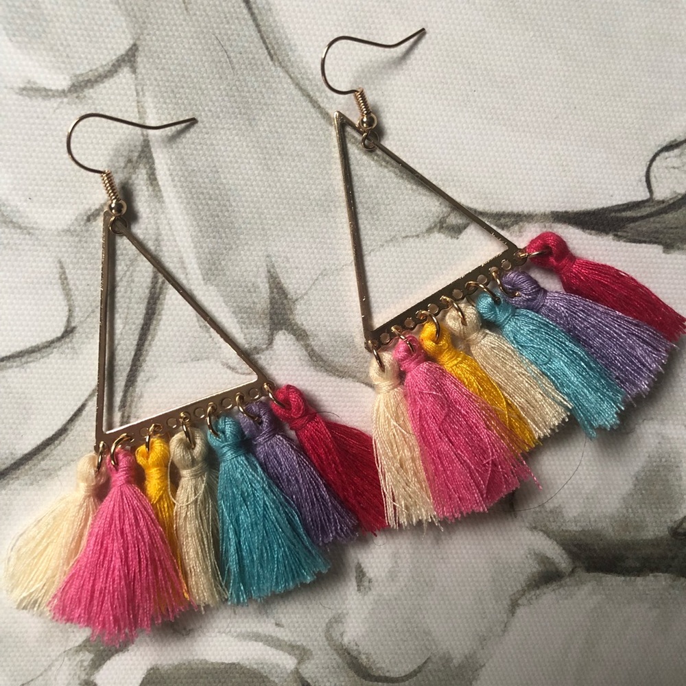 Tassel earrings gold multicolored